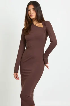 Robe Midi Basique À Encolure Asymétrique