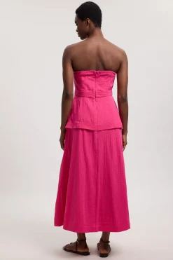 Robe Midi À Basque Et Bustier En Double Étoffe