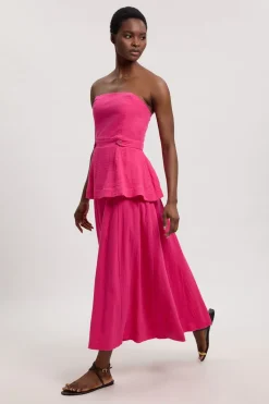 Robe Midi À Basque Et Bustier En Double Étoffe