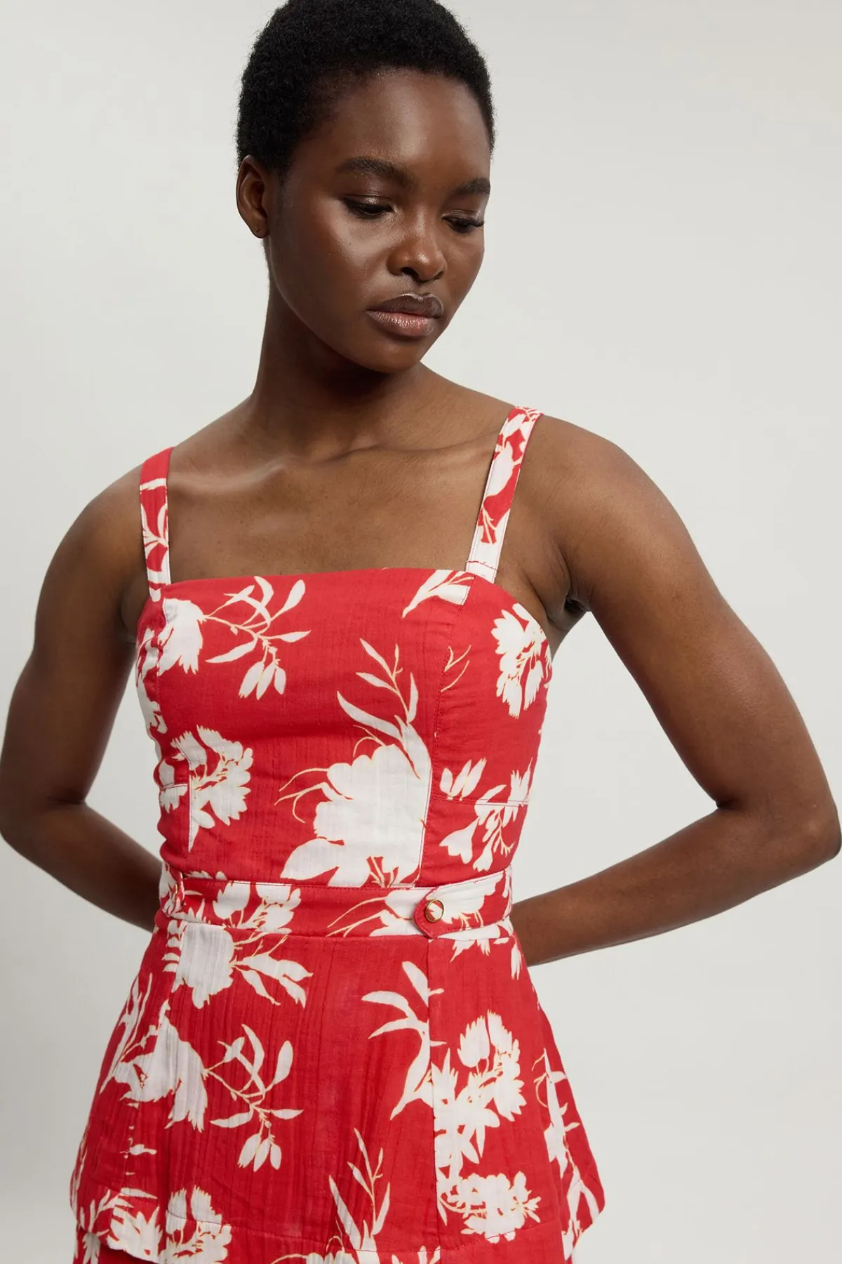 KarenMillen Robe Midi À Basque Et Encolure Bandeau En Double Tissu Imprimé<Femme Robes|Robes Mi-Longues