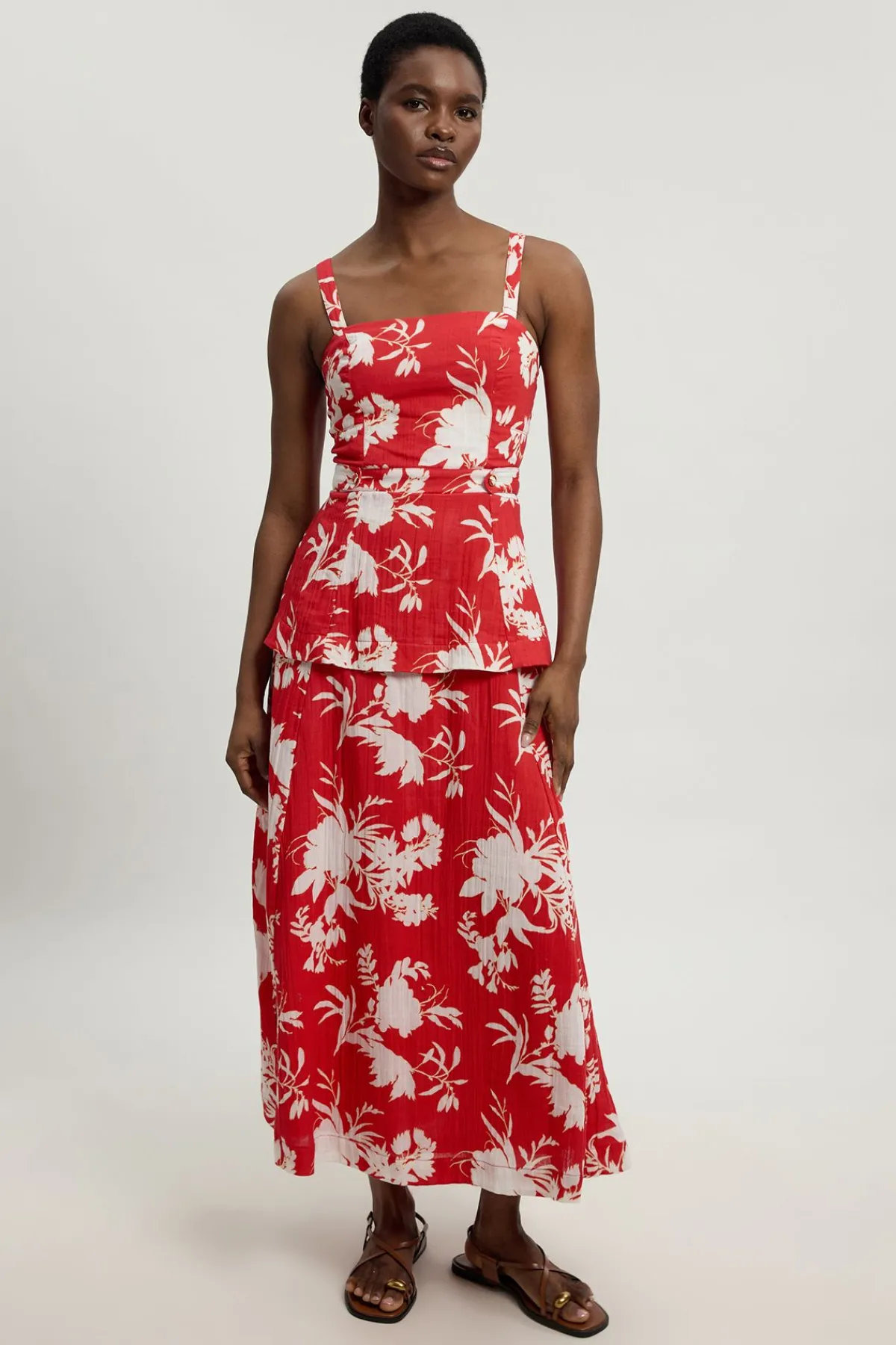 KarenMillen Robe Midi À Basque Et Encolure Bandeau En Double Tissu Imprimé<Femme Robes|Robes Mi-Longues