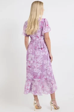 Robe Midi À Basque Volantée Et Imprimé Fleuri Petite