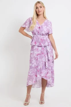 Robe Midi À Basque Volantée Et Imprimé Fleuri Petite