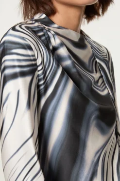 KarenMillen Robe midi biais en satin de viscose à rayures dégradées<Femme Robes Mi-Longues|Satin Et Dentelle