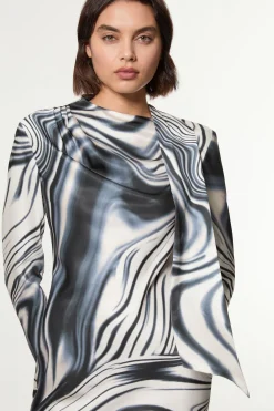 KarenMillen Robe midi biais en satin de viscose à rayures dégradées<Femme Robes Mi-Longues|Satin Et Dentelle