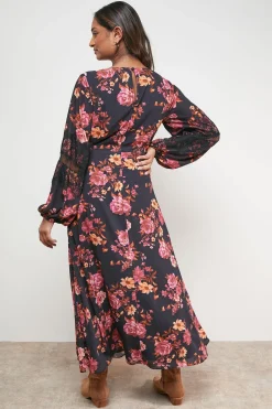Oasis Robe Midi Biais à Imprimé avec Insert en Dentelle<Femme Robes Mi-Longues|Satin Et Dentelle
