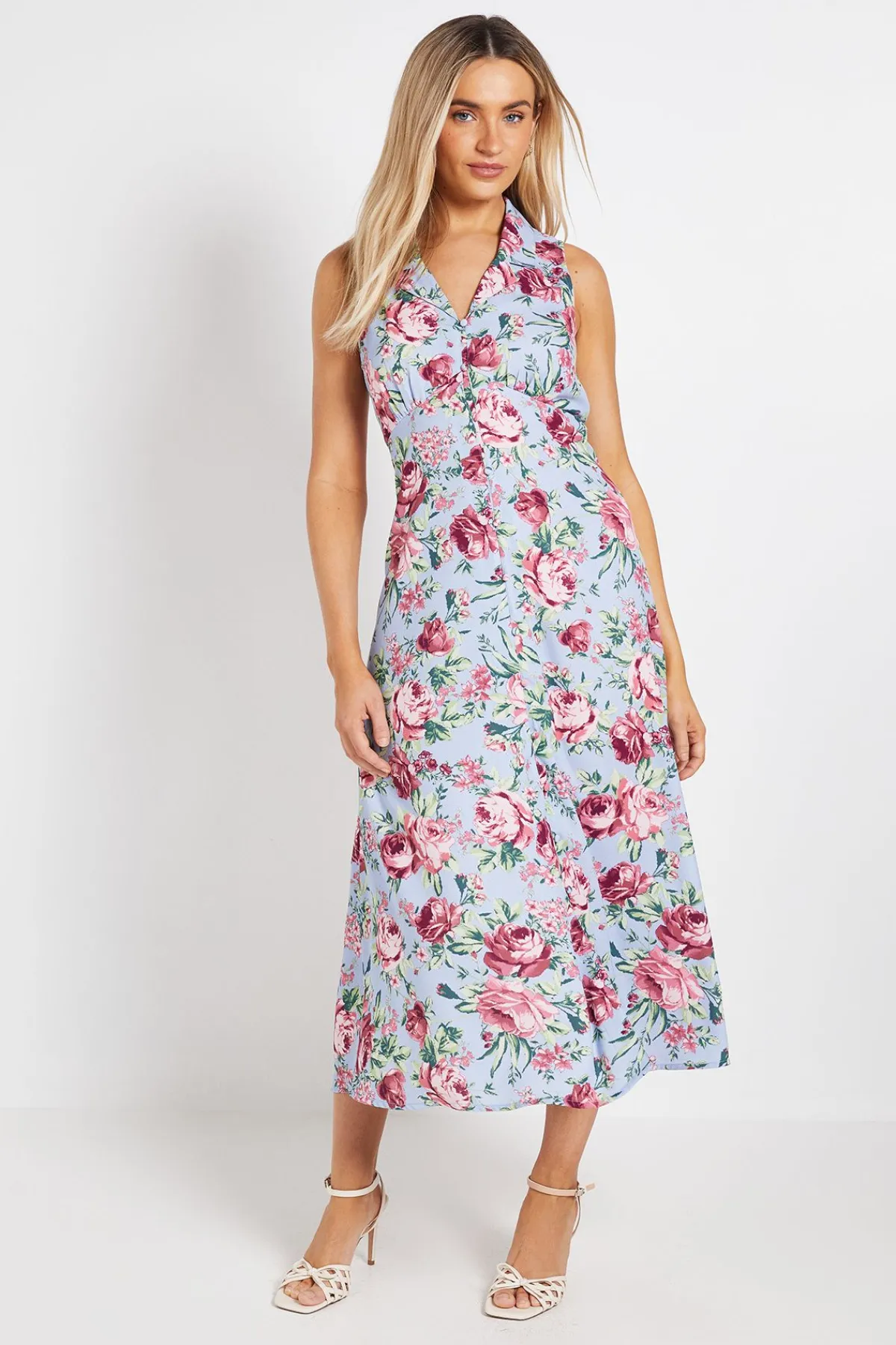 Dorothy Perkins Robe Midi e À Fleurs Boutonnée Sur Le Devant<Femme Robes|Robes Mi-Longues