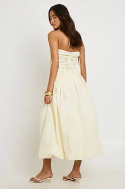 Robe Midi Bouffante Froncée En Popeline De Coton