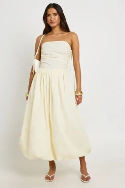 Robe Midi Bouffante Froncée En Popeline De Coton