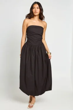 Robe Midi Boule En Popeline De Coton Froncée