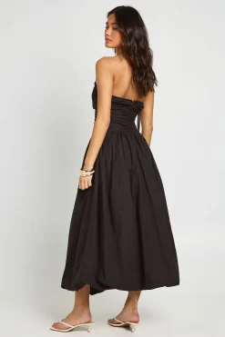 Robe Midi Boule En Popeline De Coton Froncée