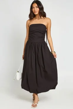 Robe Midi Boule En Popeline De Coton Froncée