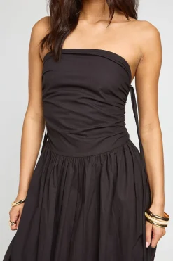 Robe Midi Boule En Popeline De Coton Froncée