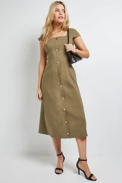 Dorothy Perkins Robe Midi Boutonnée en Bengaline<Femme Toutes Les Robes|Robes Mi-Longues