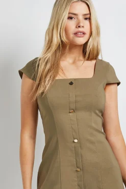 Dorothy Perkins Robe Midi Boutonnée en Bengaline<Femme Toutes Les Robes|Robes Mi-Longues