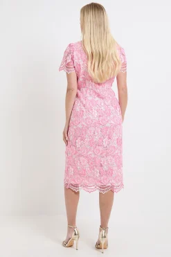 Robe Midi Boutonnée En Dentelle Contrastée Petite