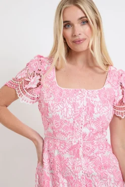 Robe Midi Boutonnée En Dentelle Contrastée Petite