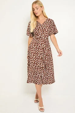 Robe Midi Boutonnée En Jersey À Pois Pour Petite Taille