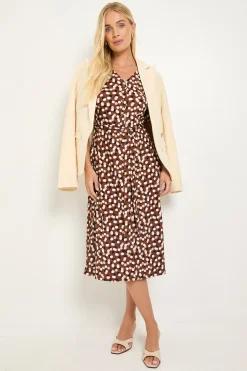 Robe Midi Boutonnée En Jersey À Pois Pour Petite Taille