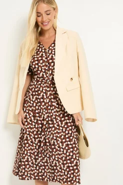 Robe Midi Boutonnée En Jersey À Pois Pour Petite Taille