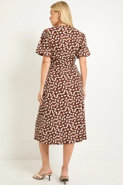 Robe Midi Boutonnée En Jersey À Pois Pour Petite Taille