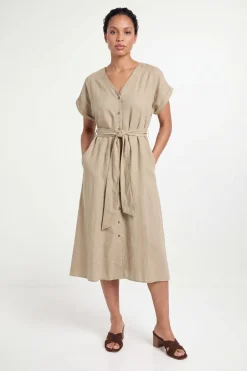 Wallis Robe Midi Boutonnée En Mélange De Lin Petite<Femme Toutes Les Robes|Robes D’Automne