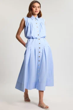 Robe Midi Boutonnée En Popeline De Coton