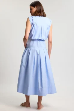 Robe Midi Boutonnée En Popeline De Coton