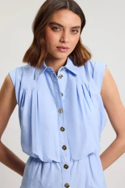 Robe Midi Boutonnée En Popeline De Coton
