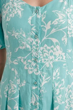 Robe Midi Boutonnée En Twill Ottoman Fleuri Petite Taille