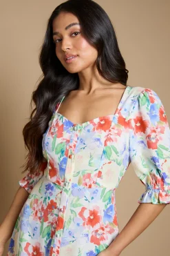 Robe Midi Boutonnée À Imprimé Fleuri Petite