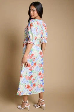 Robe Midi Boutonnée À Imprimé Fleuri Petite