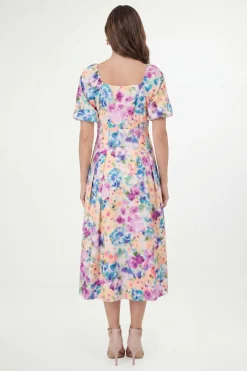 Robe Midi Boutonnée À Imprimé Fleuri En Twill Ottoman Petite