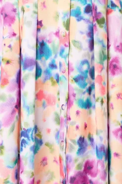 Robe Midi Boutonnée À Imprimé Fleuri En Twill Ottoman Petite