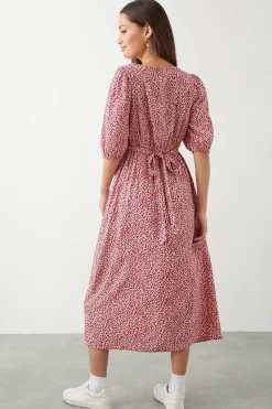 Dorothy Perkins Robe Midi Boutonnée À Imprimé Fleuri Rouge Ditsy Petite Taille<Femme Robes|Robes Mi-Longues