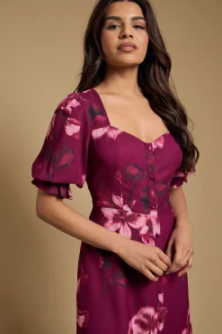Robe Midi Boutonnée À Imprimé Fleuri Petite