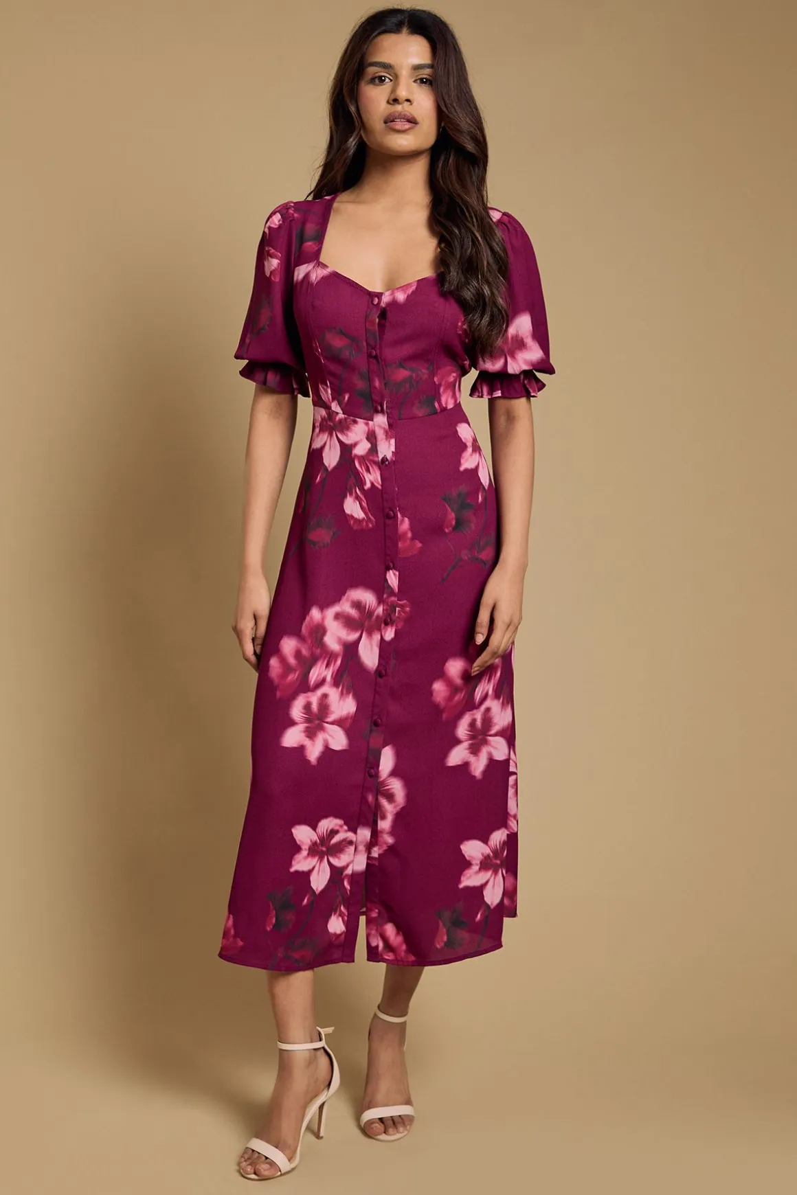Robe Midi Boutonnée À Imprimé Fleuri Petite