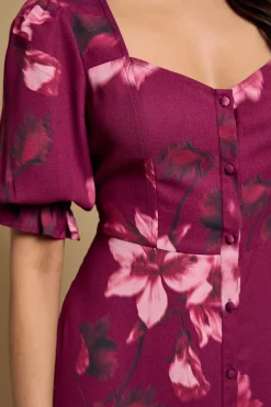 Robe Midi Boutonnée À Imprimé Fleuri Petite