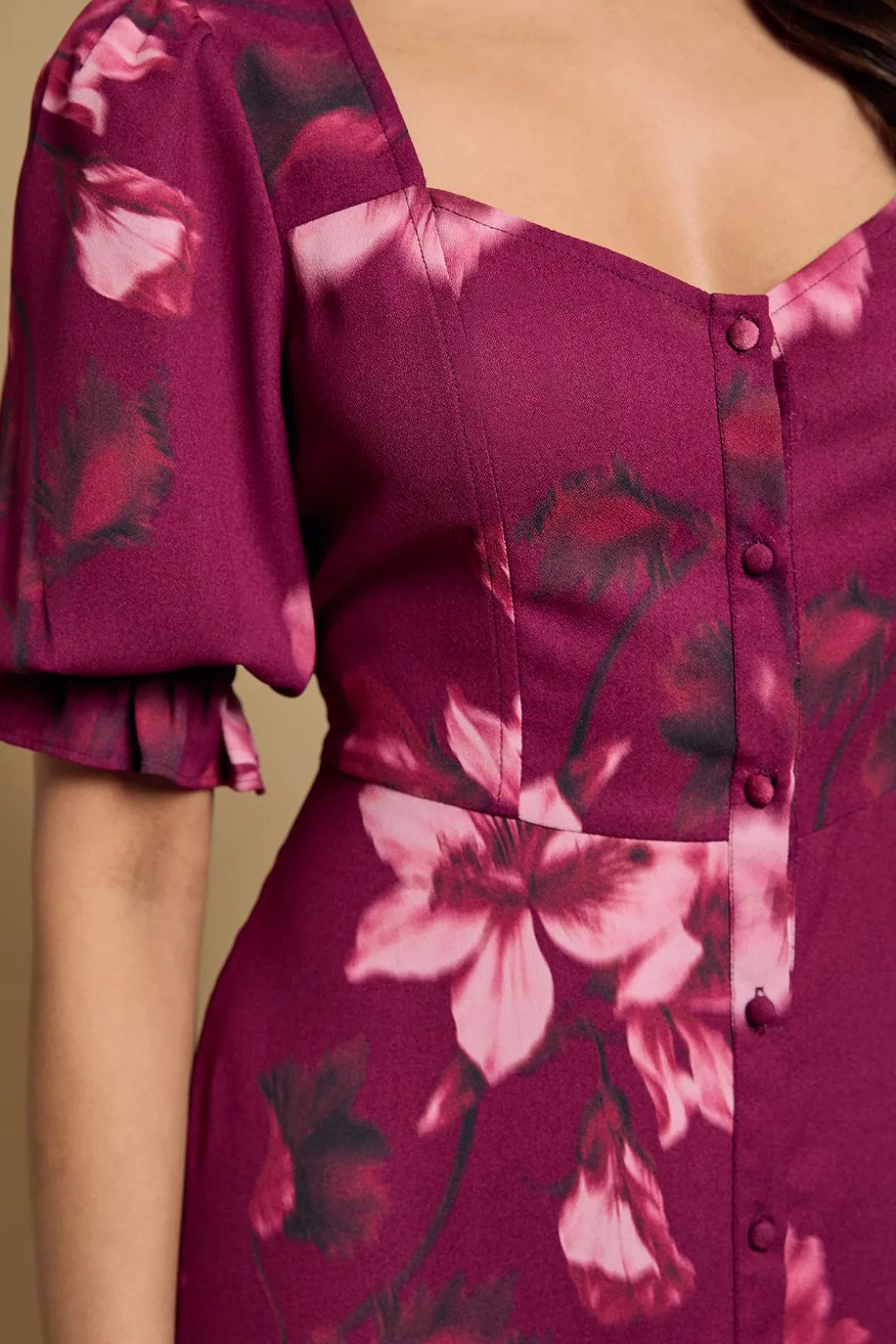 Robe Midi Boutonnée À Imprimé Fleuri Petite
