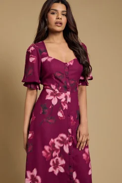 Robe Midi Boutonnée À Imprimé Fleuri Petite
