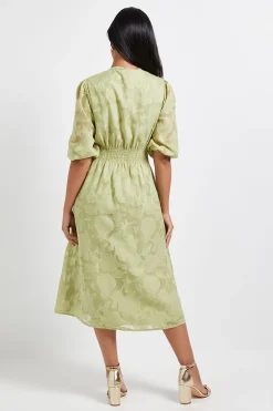 Robe Midi Boutonnée à Jacquard Floral Petite