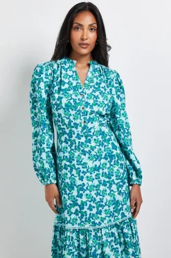 Wallis Robe Midi Boutonnée à Motifs Floraux en Gaufre Petite<Femme Toutes Les Robes|Robes Mi-Longues