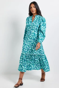 Wallis Robe Midi Boutonnée à Motifs Floraux en Gaufre Petite<Femme Toutes Les Robes|Robes Mi-Longues