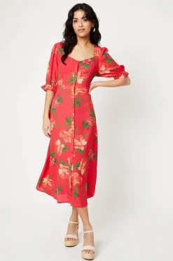Dorothy Perkins Robe Midi Boutonnée à Motifs Floraux Petite<Femme Toutes Les Robes|Robes Mi-Longues