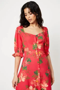 Dorothy Perkins Robe Midi Boutonnée à Motifs Floraux Petite<Femme Toutes Les Robes|Robes Mi-Longues