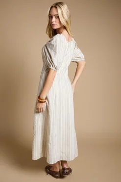 Robe Midi Boutonnée À Rayures
