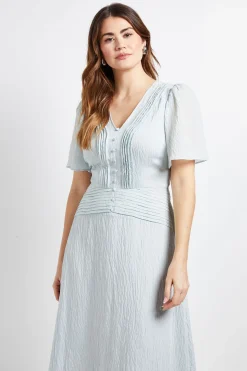 Robe Midi À Boutons Avec Détails De Plis Piqués