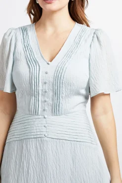 Robe Midi À Boutons Avec Détails De Plis Piqués
