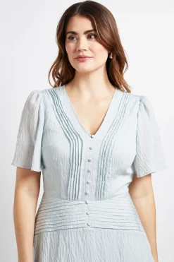 Robe Midi À Boutons Avec Détails De Plis Piqués