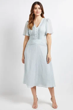Robe Midi À Boutons Avec Détails De Plis Piqués